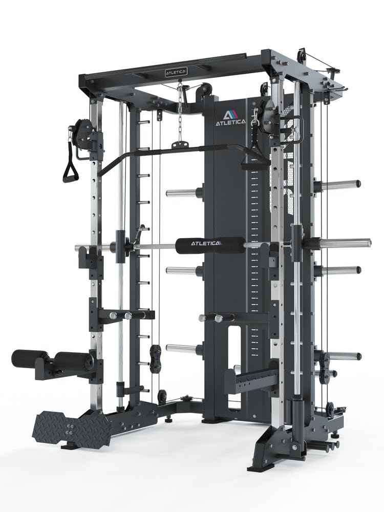 ATLETICA SEK Multipresse Plate Loaded Kraftstation mit Smith Machine | Kompatibel mit Jammer Arms, Beinpresse-Option