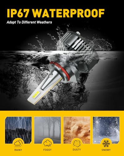 Image of AUXITO Y13 Series 9012 Light Bulbs, 700% Brighter 6500K Cool White, Mini Size, Halogen Replacement with Cooling Fan for HIR2 Fog Light Bulb, Pack of 2