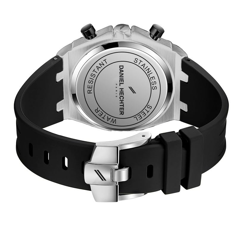 Image of Daniel Hechter Paris Tuileries Collection Multifunctional Watch for Men with Textured Octagone Dial and Silicon Strap-DHM1005