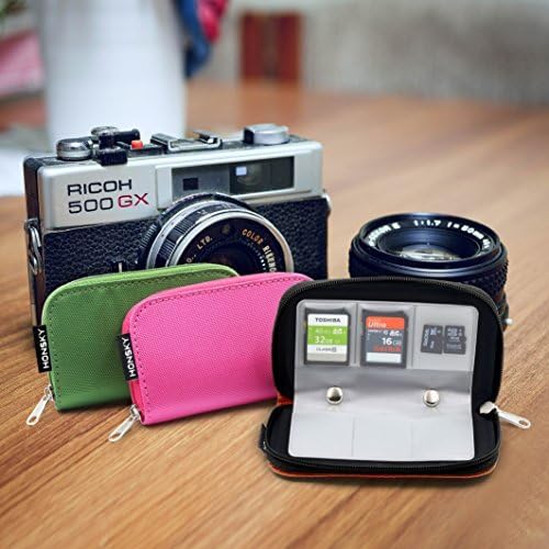 Memory Card Holder, HONSKY ® 3 Set 22 Slot SD CF SDHC SDXC MMC Micro SD SecureDigital Memory CompactFlash Cards Carrying Cases & Sleeves Bags Media Storage & Organization Rose Red, Orange, Green