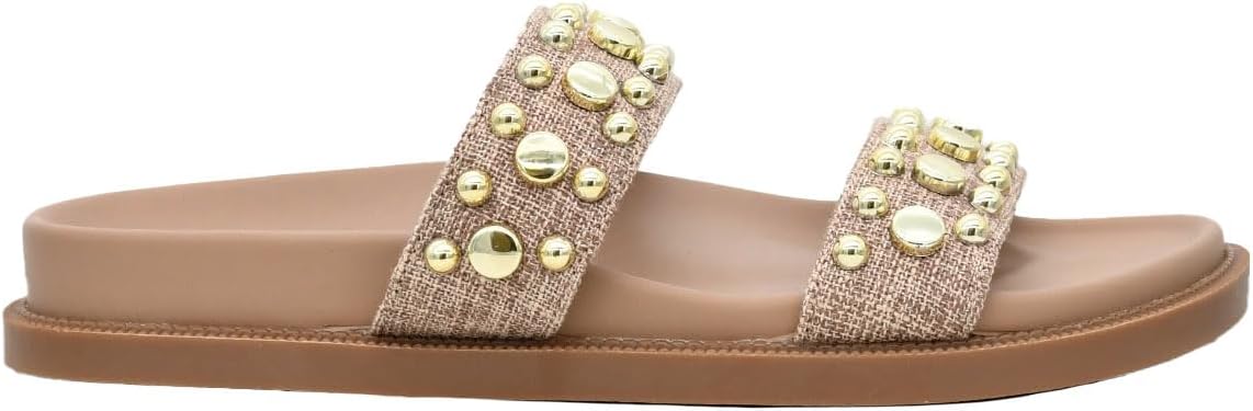Corkys Footwear Women’s Have A Seat Sandal – Featuring Two Straps with Stud Embellishments and a Cushioned Insole - Cute, Comfy, and Trendy For All Day Wear