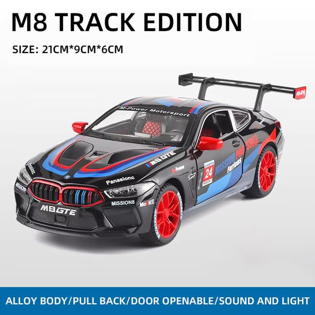 Image of VBE 1:32 B-M-W M8 GTE Exclusive Alloy Metal Die-Cast Pull Back Car | Openable 4 Doors with Light and Music | Best Boys? Gift Toy?Black?
