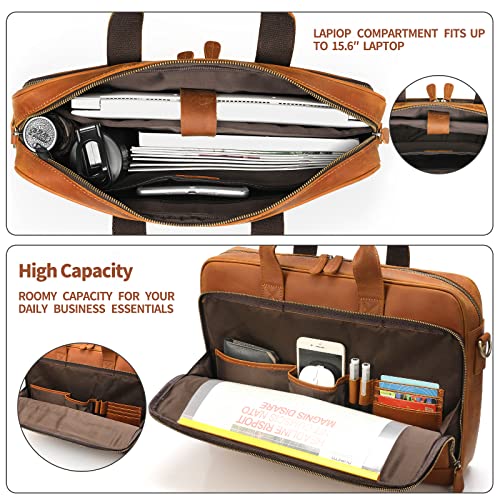 Jack&Chris Leather Briefcase for Men ,Business Travel Laptop Messenger Bags with Attache Case 15.6" ,MB005-7L - Thumbnail 3