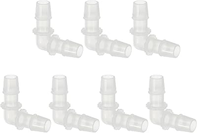 PATIKIL 1/2" Plastic Hose Barb 90 Degree Elbow, 7 Pack L-Barb Fittings 2 Way Equal Barbed Joint Connector Splicer Mender Hose Adapter Union Adapter for Aquarium Fuel Gas Liquid Air