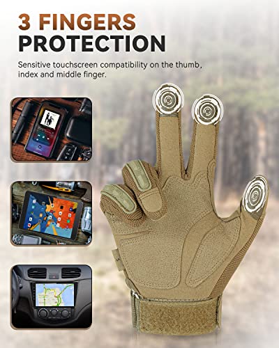 KUMGIM Tactical Gloves for Men, Military Combat Gloves Black Airsoft Gloves Touchscreen for Airsoft Outdoor Hunting Shooting Paintball Work Motorcycle Climbing