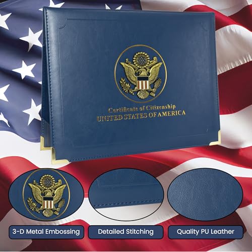 US Citizenship Certificate Holder | US Citizenship Gift Ideas | New US Citizen Gift | Naturalization Certificate Holder w/ 3D Metal Emblem by LIBERTY KEEPSAKES - Image 2
