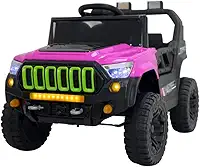 Bang Toys - Jipe Elétrico Infantil Titan XR 12V - com Portas que Abrem, Luzes de LED, Sons, Entrada USB/MP3, Controle Remoto - Suporta até 30kg - Cor Rosa