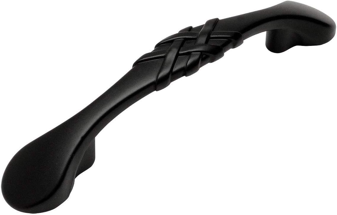 Cosmas 25 Pack 7063FB Flat Black Braided Cabinet Hardware Handle Pull - 3 Inch (76mm) Hole Centers