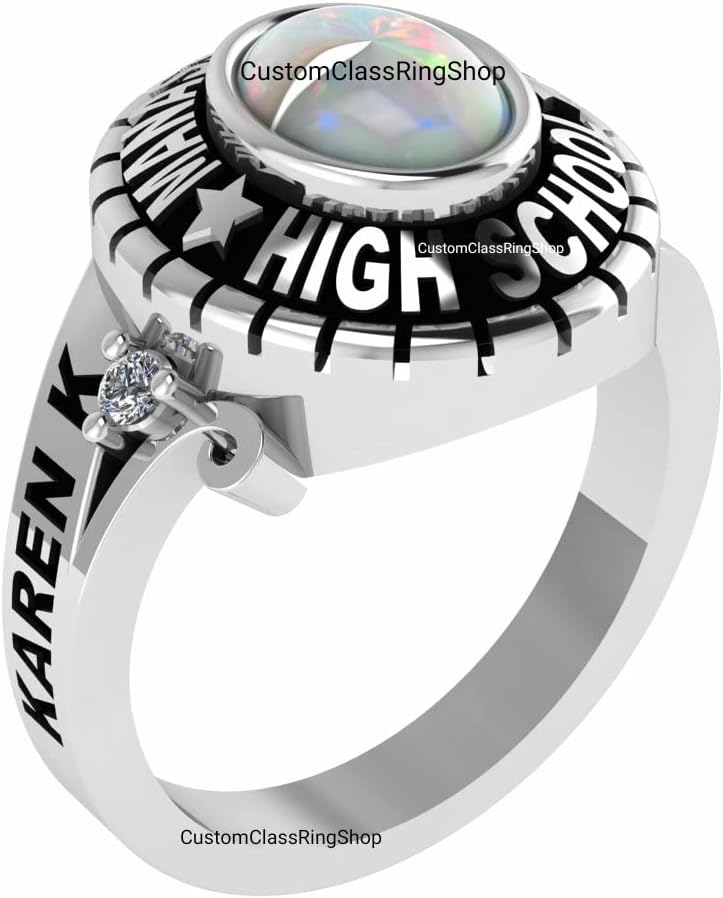 Class of 2025,2026,2027 OPAL Classring,Best Stone Custom School Class ring jewelry for woman in silver 925