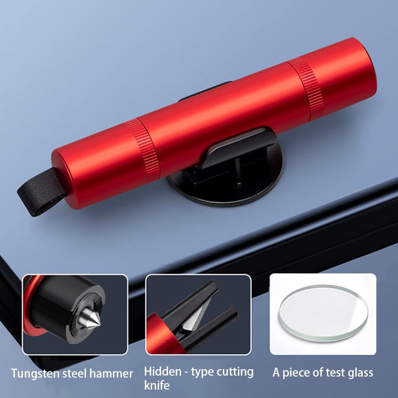 TBTA 2-in-1 car Safety Hammer, Emergency Escape Tool, Capable of Breaking car Windows and Cutting seat Belts in Emergency situations, Suitable for Land and Underwater Rescue Work, 3.6 inches, Red