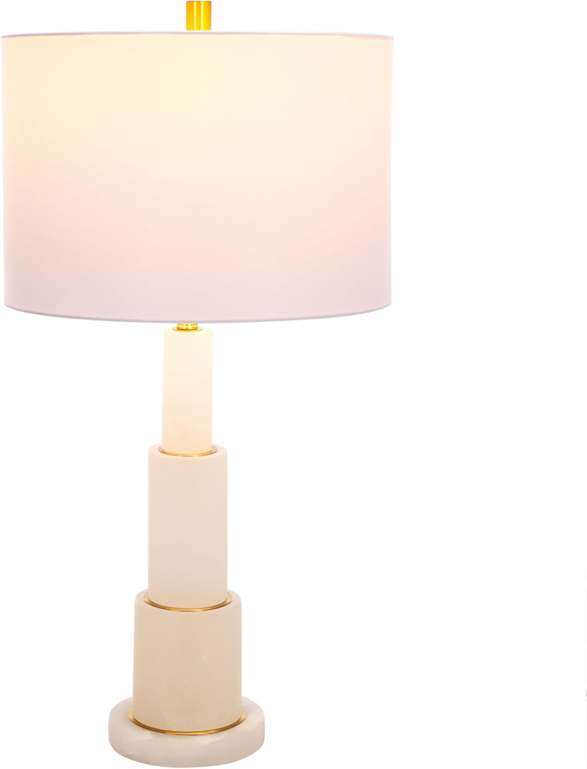 SAFAVIEH Couture Lighting Collection Gardiner Alabaster/Gold Tiered 28-inch Bedroom Living Room Home Office Desk Nightstand Table Lamp (LED Bulb Included)