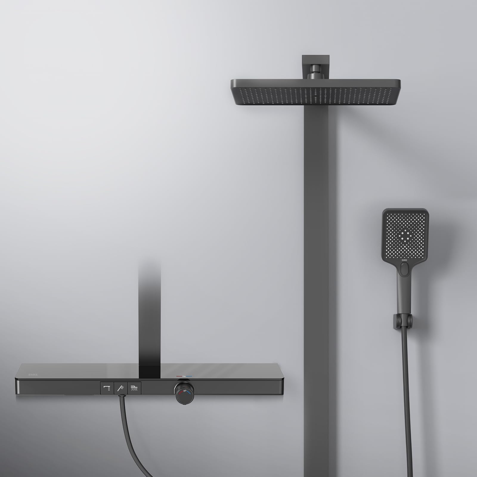 Système de douche effet pluie EMKE pour moderniser votre salle de bain avec style noir mat