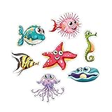 AnTina TAPES® hochwertige Anti-Rutsch-Aufkleber mit Motiv für Dusche & Badewanne, Sticker rutschhemmend & selbstklebend, als Badematte Duschmatte inkl. Reinigungsmittel (Set 1, Meerestiere)