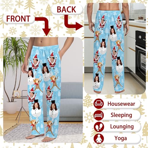ONFAON Personalized Face Pajamas Pants, Custom Photo Pajama Bottoms for Men Women, Customized Sleepwear PJs for Christmas4