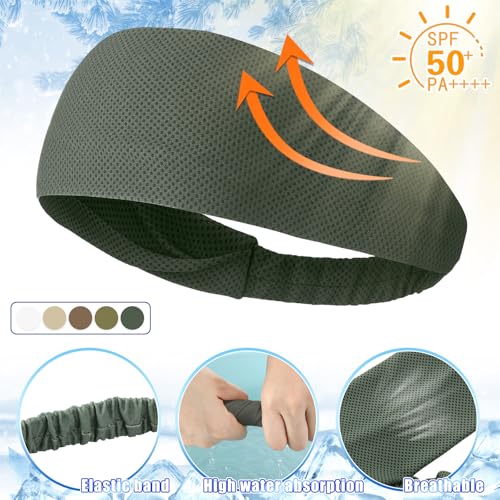 Image of 5pcs Summer Cooling Headbands for Men Stretchy Workout Sports Sweatbands Absorb Chill Cool Hairband for Hot Weather Running Golf Athletic