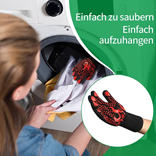 Hexinyigjly 1 Pair/2 Pieces Bbq Gloves, Grilling Gloves, Heat Resistant Barbecue Oven Gloves, 1472°F/800°C Kitchen Fireproof Mitts Heat Proof For Grilling thumb #5