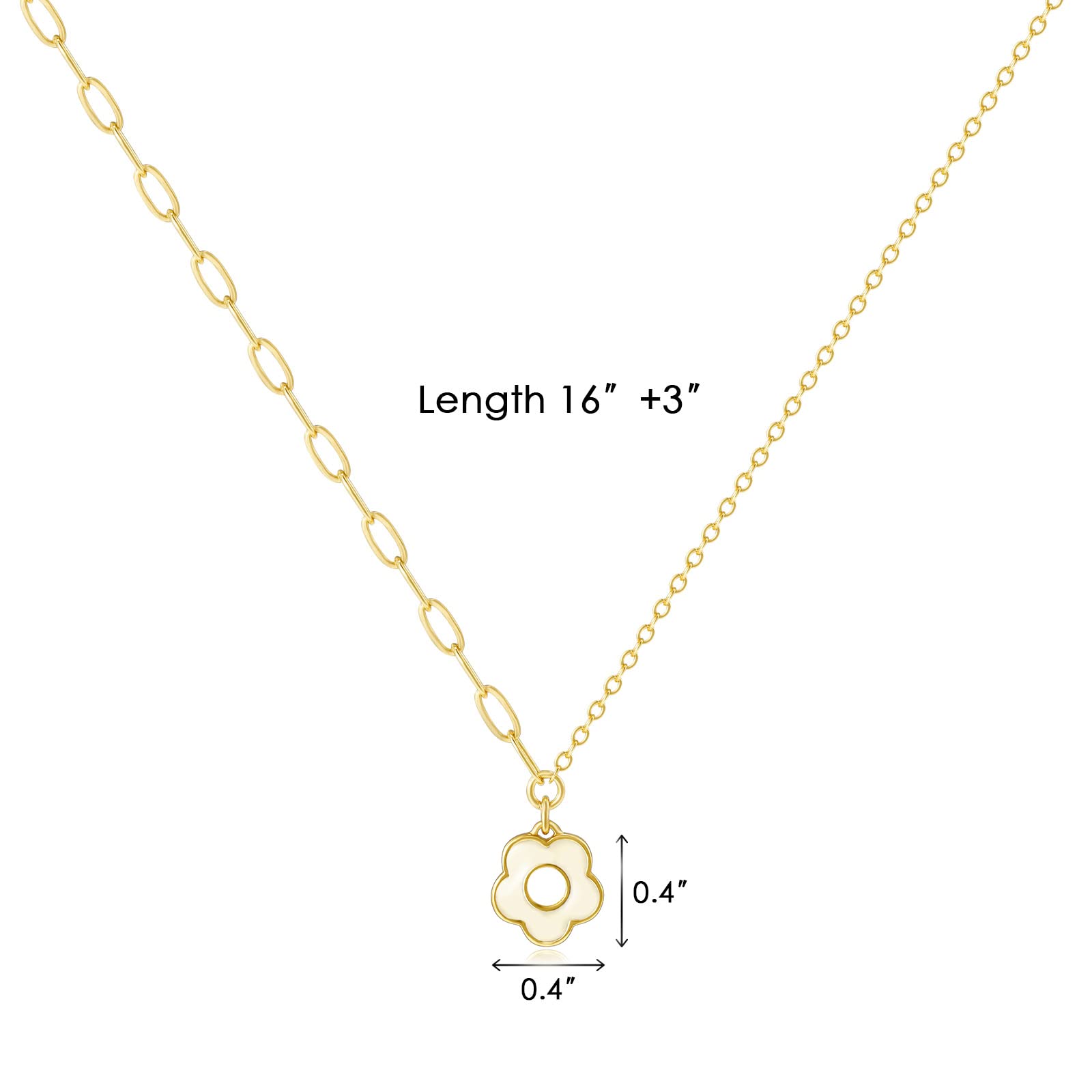LANE WOODS Paperclip Necklace Pendant: 14K Gold Plated Dainty Link Chain Jewelry for Women