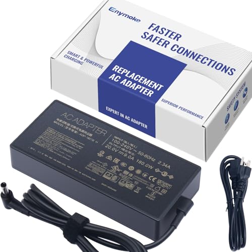 EnyMoke 180W AC Cargador Adaptador para ASUS ROG Zephyrus G14 G15 GA401I GA502DU GA502D GA502 GA502IU GA401 GA401II GA401IV Tuf Gaming A17 20V 9A 6.0mm*3.7mm