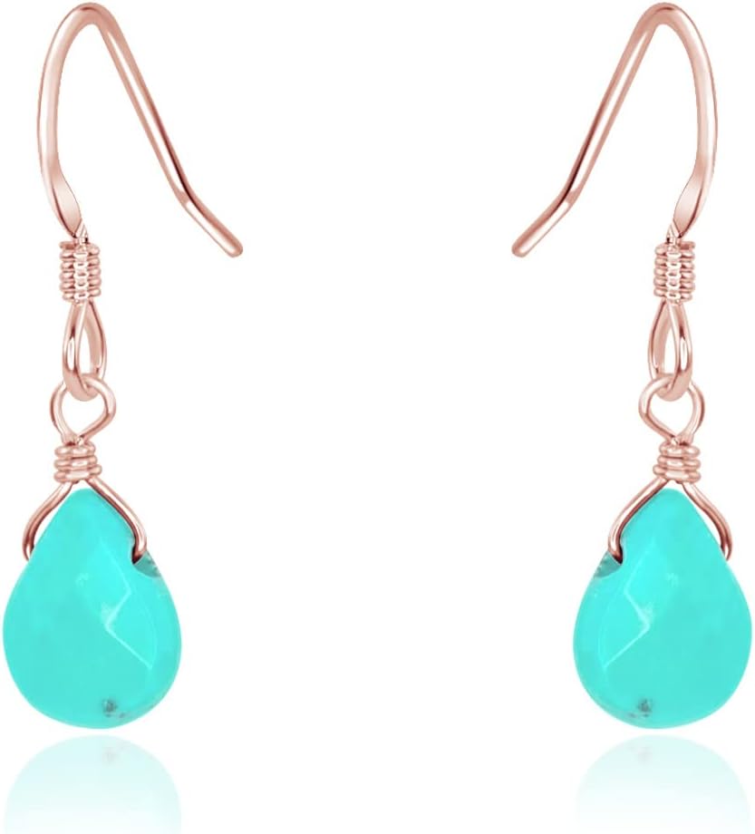 Turquoise Teardrop Earrings in 14k Rose Gold Fill