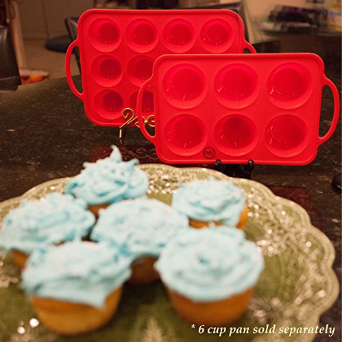 Bake Boss Silicone Mini Muffin Pan With Handles - Silicone Muffin Pans For Baking - Muffin Pans Nonstick 12 - Silicone Muffin Cups For Baking - Mini Muffin Tin #TOP7