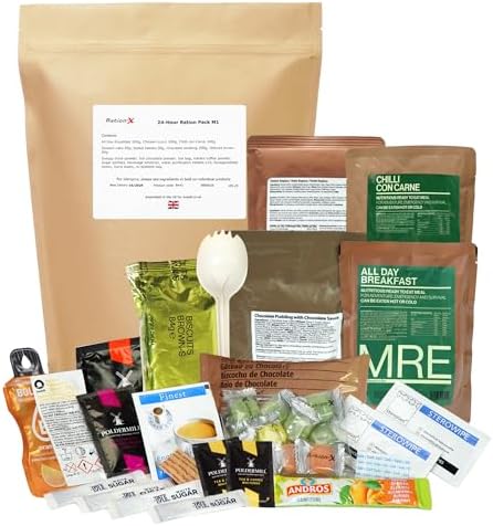 Ration-X 24 Hour Ration Pack Ambient Army Type Menu 1 4000kcal Three Main Meal Pouches +++