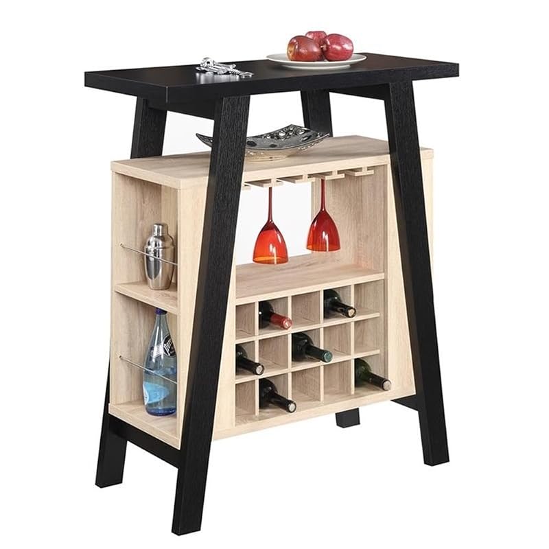 Convenience Concepts Newport Bar Console, Black/Weathered White