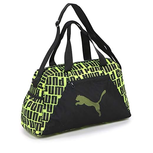 PUMA AT ESS Grip Bag Bolsa Deporte, Mujer, Black/Fizzy Yellow, OSFA