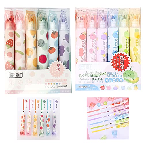 In Shine 12Pcs Doppelkopf Textmarker Pastell Schulsachen Früchte Riecht Gut, Highlighter Pen Marker Stifte Pastell Regenbogenfarben, Geeignet Für Bullet Journal Zubehör,Lehrer Geschenk,Büro Gadgets Cover