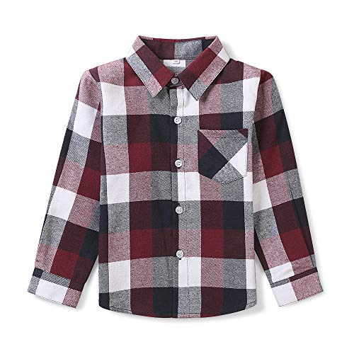 Boys Flannel Shirt Toddler Buffalo Plaid Shirt Long Sleeve Button Down Shirts Kids Casual Tops
