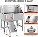 Hasopy 38 Inch Professional Stainless Steel Dog Bathtub Grooming Station, Pet Dog Bath Tub for Large Pets, Pet Wash Station, Dog Shower Tub with Ramp, Faucet, Sprayer and Drain,Left Door