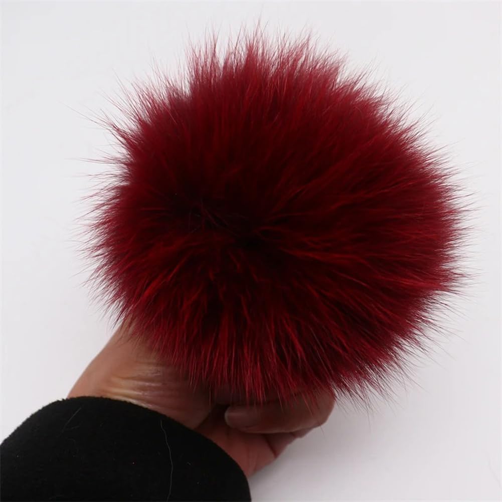 9cm 9Pcs Faux Pompoms Furballs Flutty Large Pompon DIY Handmade Keychain Hat Scarf Shoe Garment Jewelry Crafts Supplies,WineRed