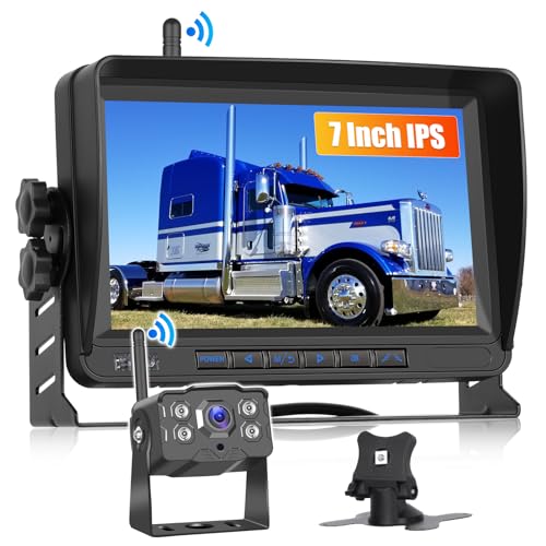 CAMECHO Digital Wireless Reversing Camera Kit AHD 1080P Clear IP68 Waterproof Rear View Camera with 7" Monitor System Night Vision DIY Guide Lines for Car/Truck/Pickup/Van/SUV/RV/Camper (320ft)