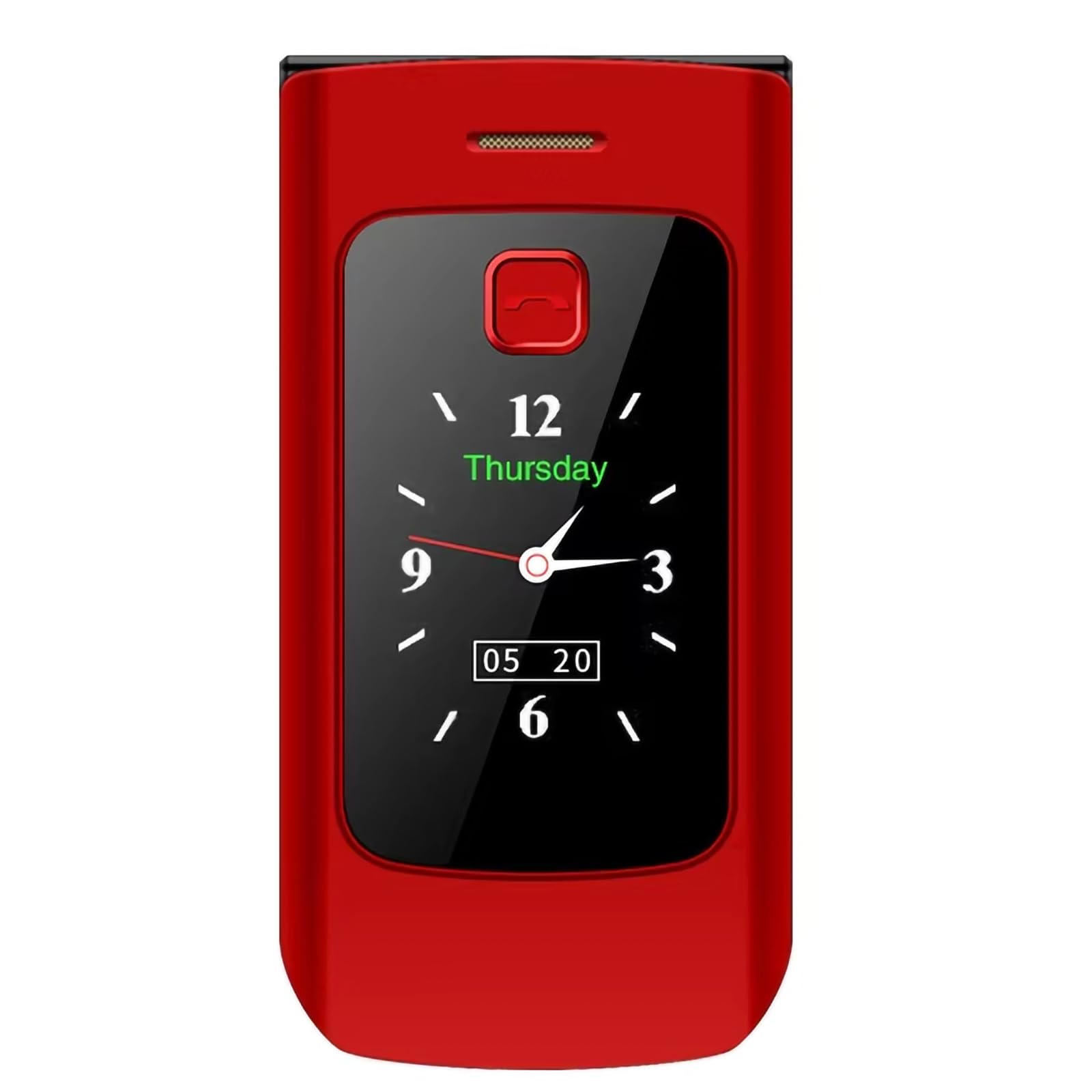 Téléphone à clapet 2G senior rouge, le cadeau idéal pour la sécurité de vos grands-parents