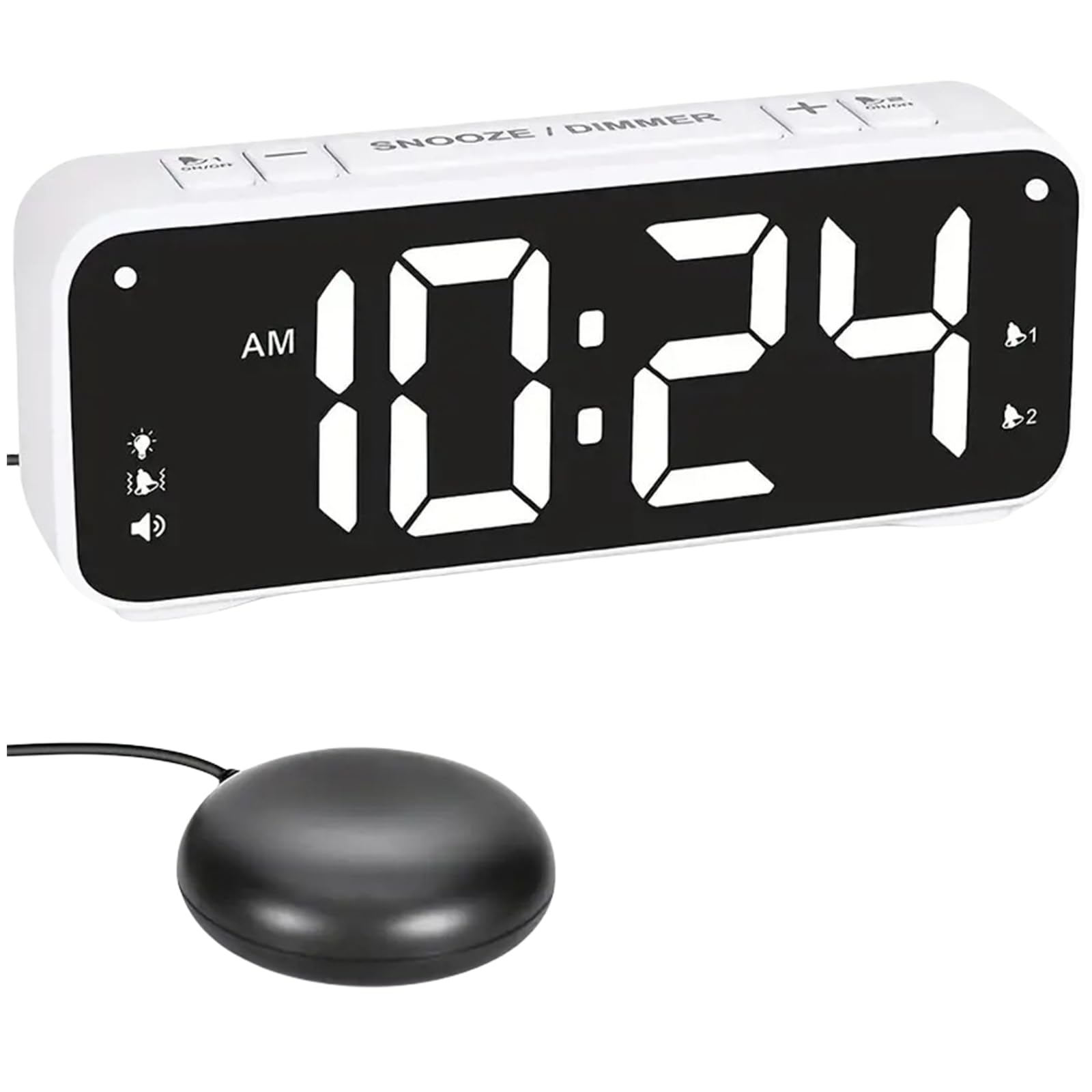 Despertador USB con vibraciones intensas y doble alarma para sueno pesado