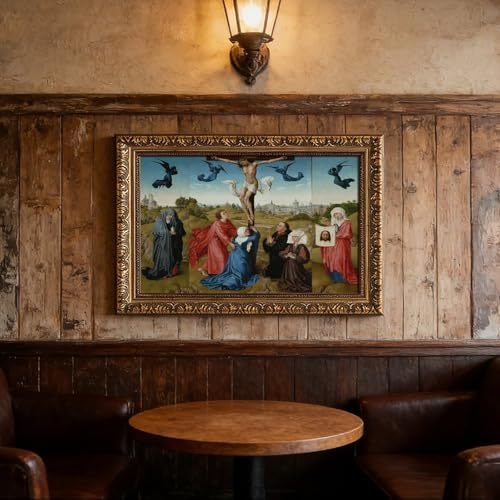 Impression triptyque Crucifixion toile décoration murale bureau 40x61cm