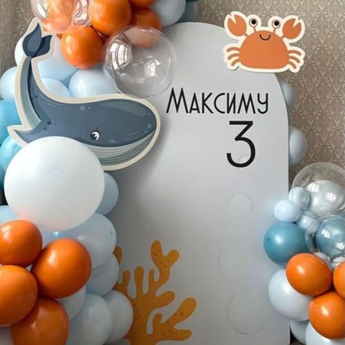 Orange & Blue Balloon Garland Arch Kit, 120PCS Macaron Orange, Retro Fog Blue Teal with Ivory White Balloons Arch, for Birthday, Baby Shower, Graduation Party Decorations - Thumbnail 7