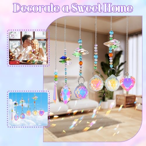 460pcs DIY Suncatcher Kits for Adults, Stained Glass Kit Sun Catcher Beads Craft Kits for Adults, Hanging Prism Sun Catcher with Crystals Ball Indoor Window Home Wedding Decor Gifts — view 4