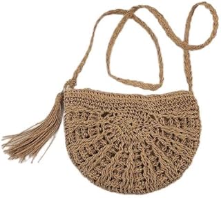 شنطة شاطئ كاجوال - شنطة كتف منسوجة مصنوعة بشكل جميل للنساء، مثالية لايام الاسترخاء على الشاطئ والنزهات الكاجوال اليومية، توفر نمطًا متعدد الاستخدامات