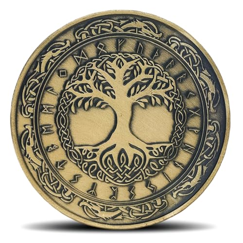 Yggdrasil Viking Challenge Coin - Norse Tree of Life Runic