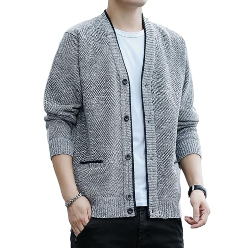 Fall Winter Cardigan Sweater for Men Long Sleeve V Neck Button Down Sweaters Slim Fit Casual Knitwear Cardigans