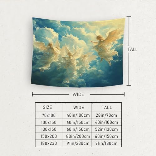 Tapiz de pared KaleidoKit estampado 3D de ángeles con relieve visual de 150cmx200cm 6