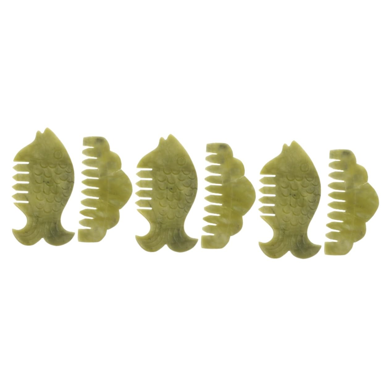 FRCOLOR 6stücke Jade Massagekämme Natürliche Gua Sha Combs Für Kopfhaut Und Ganzkörpermassage Fördert Die Durchblutung Und Entspannt Muskeln Leicht Und Tragbar