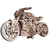  Wood Trick Holztrick Motorrad mit Gummibandmotor – Fahrt bis zu 4,6 m – mechanisches Modell - -Set für Erwachsene und Kinder – Keine Batterien – 10 x 4 – 3D Holzpuzzle Holzbausatz,203 Teile