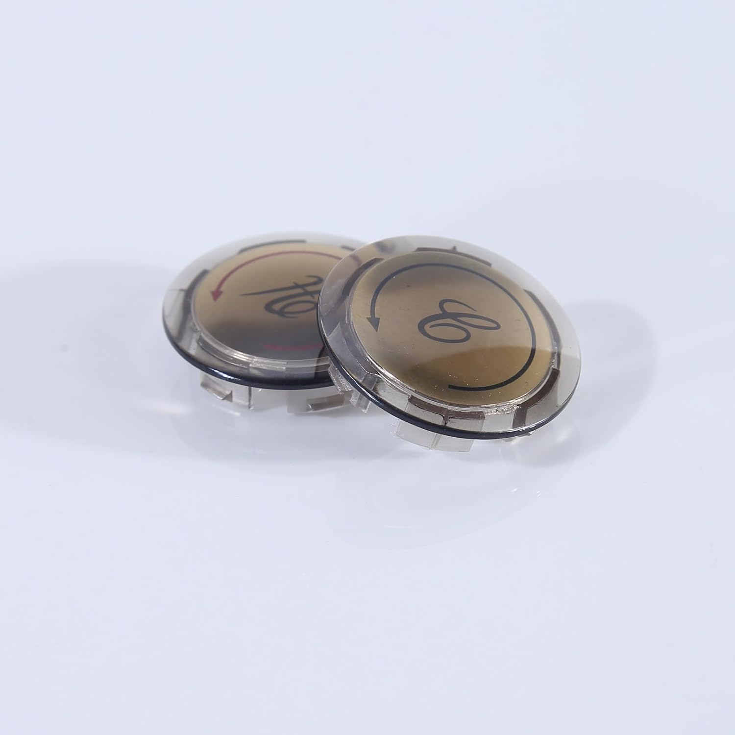 4 Pack Replacement Hot and Cold Crystal Acrylic Faucet Knobs for Prime-Line MP54300 Universal Index Buttons, 1-5/16 in. Diameter, Clear Acrylic with Gold (Smoked Decorative Cover)