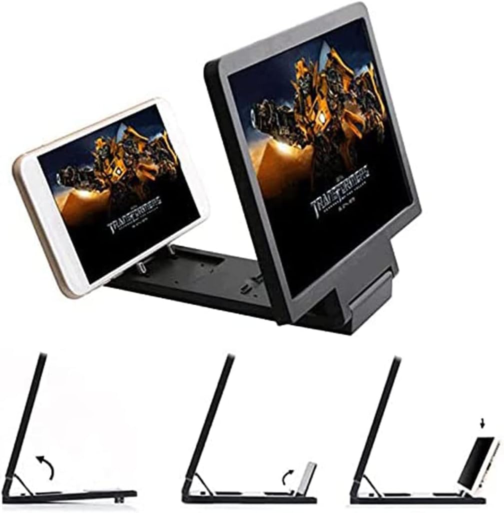 Mobile Phone Screen Magnifier HD 3D Video Screen Amplifier Stand with Movie Game Magnifier Folding Phone Desk Holder,A (B)