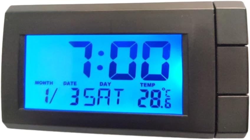 ABS Car Digital Clock Date Display Replacement Rectangular Self-adhesive Home Automotive Vehicle Clocks Alarms, Blue