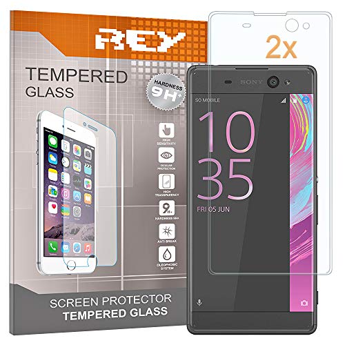 REY 2X Protector de Pantalla 3D para Sony Xperia XA Ultra, Transparente, Protección Completa, 3D / 4D / 5D