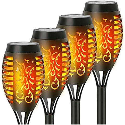 WeChip Solar Garden Lights Outdoor,Dancing Flickering Flame LED Solar Lights Waterproof Security Auto On/Off Landscape Halloween Christmas Decoration Lantern for Patio Garden Driveway(4-Pack) Cover