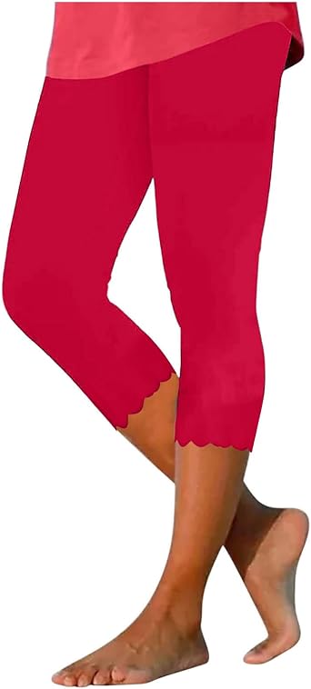 Womens Capri Leggings High Waisted Yoga Capris Summer Casual Workout Gym Compression Cropped Pants for Ladies