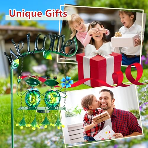image for HONGLAND Outdoor Garden Solar Lights,Frog Swing Garden Decor,Frog Deco